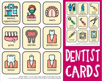 DENTIST CARDS 1 : Dental Icons Brushing Teeth Pictures Healthcare PCS Set