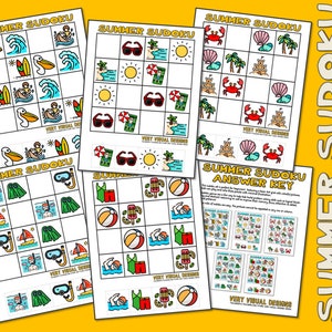 KIDS PICTURE SUDOKU Summer Season Printable Puzzles for Beginners : Critical Thinking & Problem Solving Skills