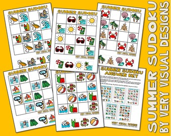 KIDS PICTURE SUDOKU Summer Season Printable Puzzles for Beginners : Critical Thinking & Problem Solving Skills