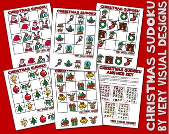 KIDS PICTURE SUDOKU Christmas Holiday Printable Puzzles for Beginners : Critical Thinking & Problem Solving Skills