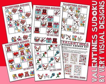 KIDS PICTURE SUDOKU Valentines Holiday Printable Puzzles for Beginners : Critical Thinking & Problem Solving Skills