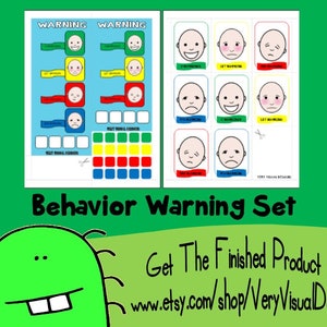 ViSUAL BeHAVIOR WaRNING SeT : autism aba speech therapy pecs picture cards chart social skills download pdf