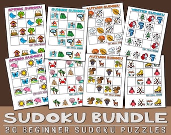 PICTURE SUDOKU BUNDLE Seasons Printable Kids Puzzles for Beginners : Critical Thinking & Problem Solving Skills