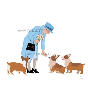 Queen Elizabeth and her corgis