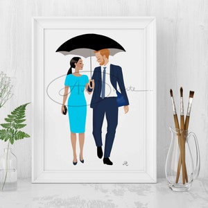 Meghan Markle (Blue dress) and Prince Harry