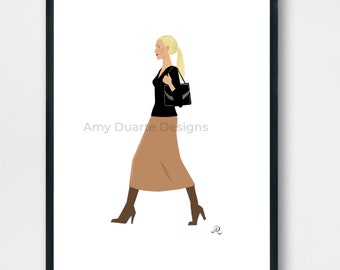 Carolyn Bessette Kennedy - brown skirt and boots