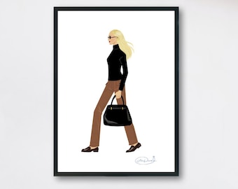Carolyn Bessette Kennedy - black turtleneck and brown corduroy pants