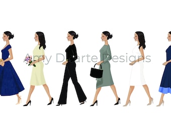 Meghan Markle Duchess of Sussex Fashion Illustration