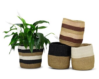 Kenyan Sisal Basket Planters - naturals