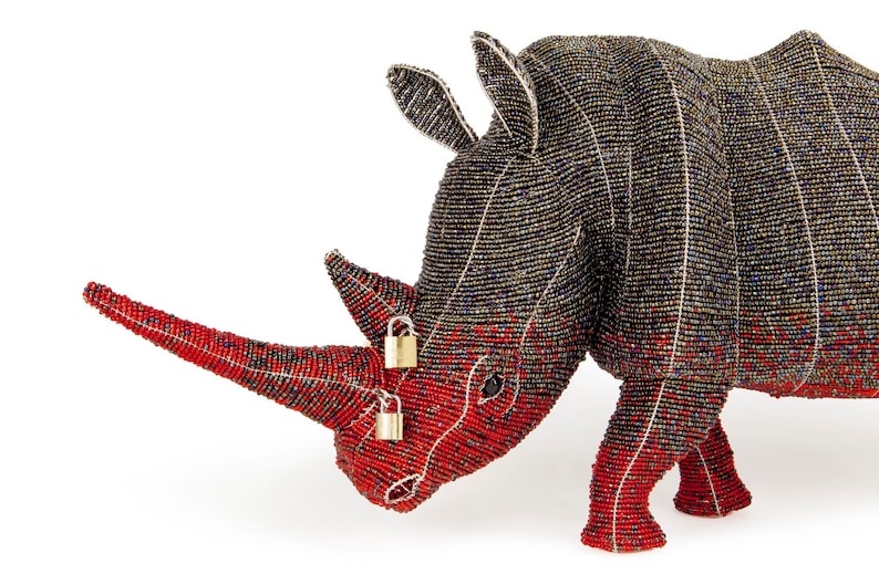 Locked Horn Project Adult Rhino Handcrafted Beadandwire Etsy