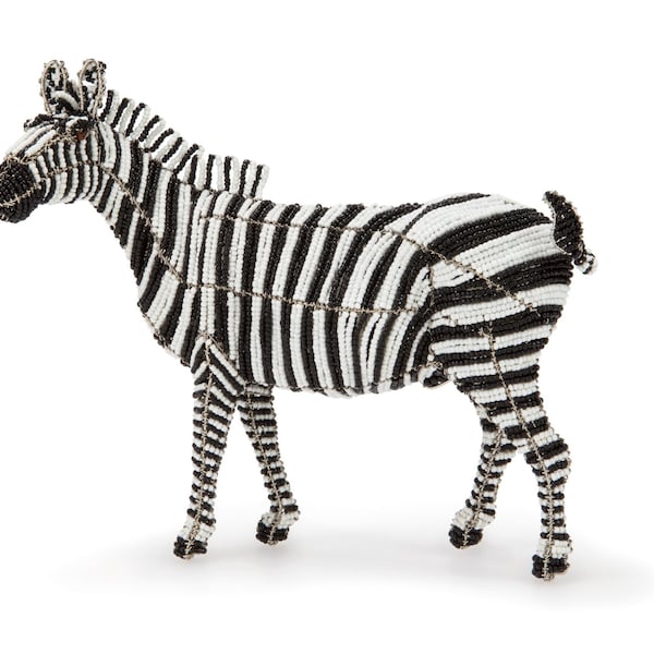 Zebra from the Wild at Art Limited Edition Collection. Handcrafted bead-and-wire African animal figurine