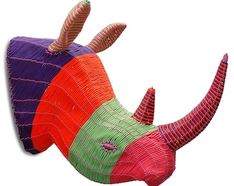 Colourful Rhino Head | Animal Wall Decor | Animal Art