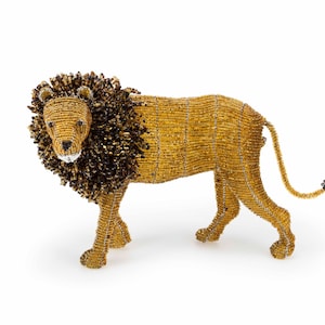 Lion from the Wild at Art Limited Edition Collection. Handcrafted bead-and-wire African animal figurine