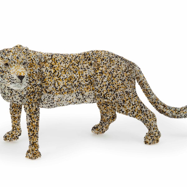 Masterpiece Leopard from the Limited Edition Collection of handmade bead and wire animals