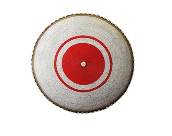 Perlen Schild - Weiß mit Roten Kreisen Design | Afrikanischer Tikar Stamm Dekor / Kamerun