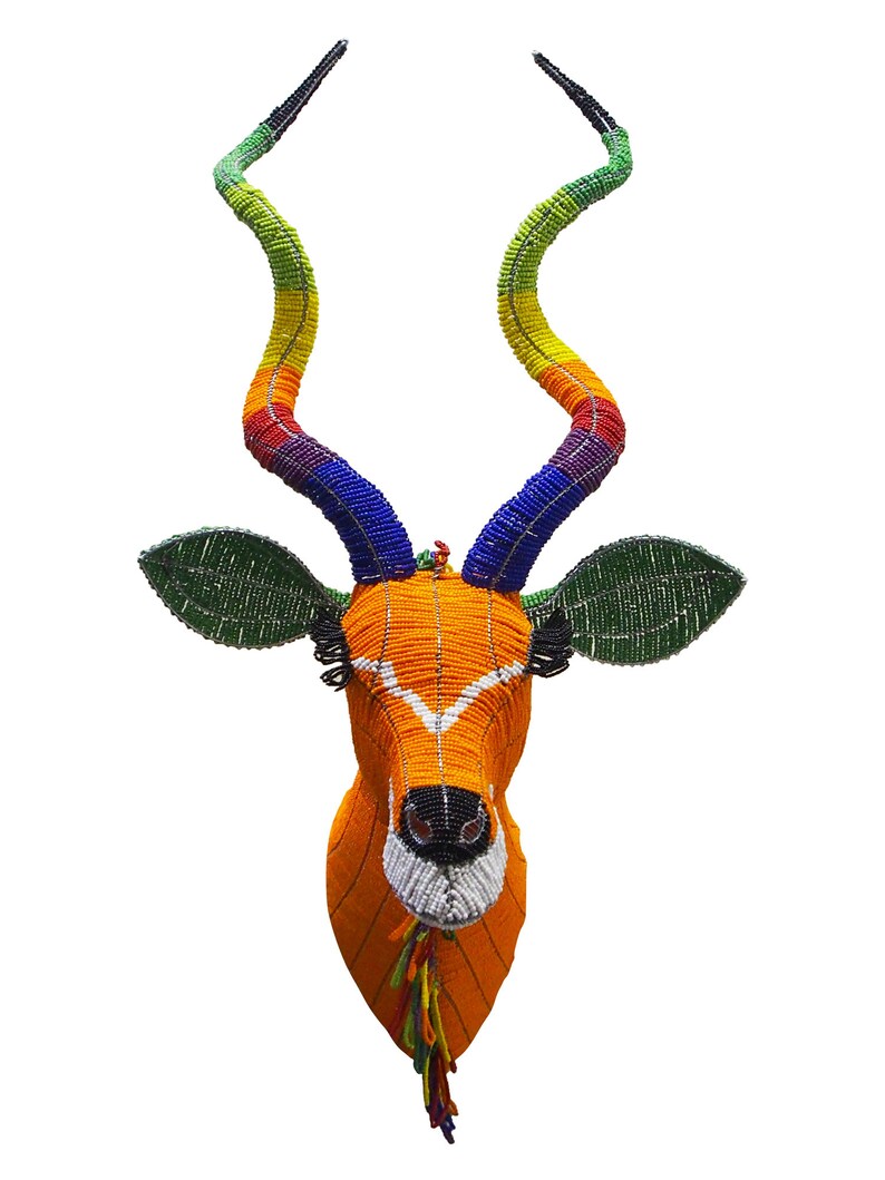 Beaded Kudu Head African Beaded Animals Wall Decor Etsy