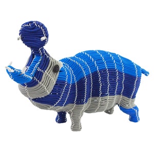 Africa in Colour - Wire and Rope Hippo | Animal Figurine | Wire Art | Funky Safari Office Decor