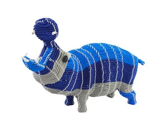 Africa in Colour - Wire and Rope Hippo | Animal Figurine | Wire Art | Funky Safari Office Decor