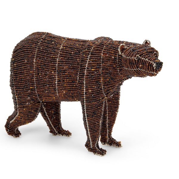 Grizzly Bear from the North American Limited Edition Collection. Handcrafted bead-and-wire animal figurine