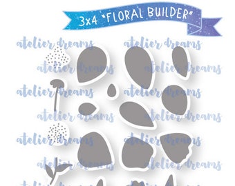 ADG-040 FLORAL PATTERN - 3x4 - Planner Stamps (Photopolymer Clear Stamps) flower, floral, layering, foliage, spring