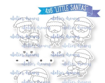 AD-088 LITTLE SANTAS - Planner Stamps (Photopolymer Clear Stamps) deco stamp, border stamps, fall, seasonal