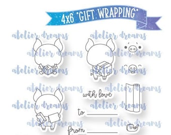 ADG-035 GIFT WRAPPING - 3x4 - Planner Stamps (Photopolymer Clear Stamps) sweater pattern, yarn, knit, fabric