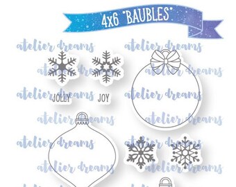 ADG-037 BAUBLES - 3x4 - Planner Stamps (Photopolymer Clear Stamps) dates, months, lists, bujo, christmas, holiday, feliz navidad