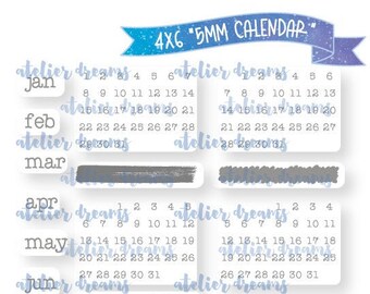 AD-036 5MM CALENDAR - Planner Stamps (Photopolymer Clear Stamps) Hobonichi Stamp, Filofax Stamp, Watercolor Stamp