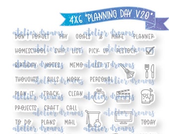 AD-024 PLANNING DAY v2.0 Planner Stamps (Photopolymer Clear Stamps) planning, everyday, kawaii stamps, clear stamps, daily stamps