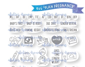 AD-072 PLAN PREGNANCY - Planner Stamps (Photopolymer Clear Stamps) baby, maternity, mother, pregnant