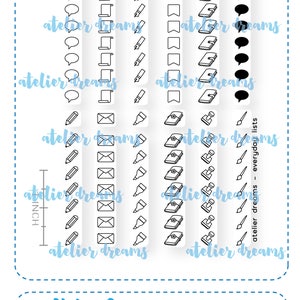 ADG-018 EVERYDAY LISTS - 3x4 - Planner Stamps (Photopolymer Clear Stamps) hobonichi, midori, traveller&#39;s notebook, mtn