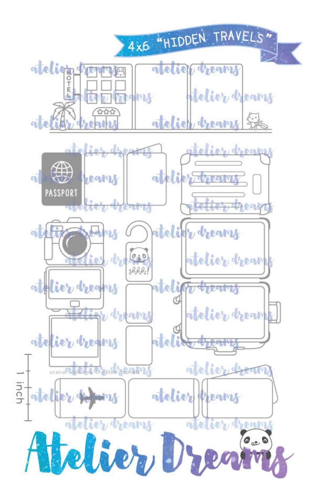 AD-101 HIDDEN TRAVELS 4x6 - Planner Stamps (photopolymer Clear Stamps ...