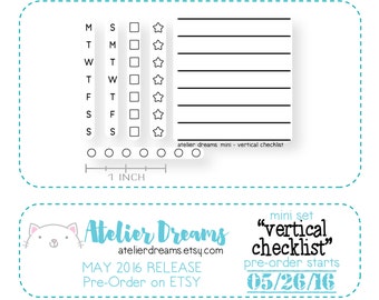 ADM-027 VERTICAL CHECKLIST - Mini - Planner Stamps (Photopolymer Clear Stamps) vertical checklist, checklist stamp, vertical stamp