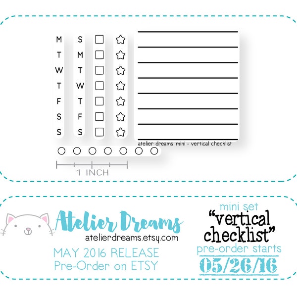 ADM-027 VERTICAL CHECKLIST - Mini - Planner Stamps (Photopolymer Clear Stamps) vertical checklist, checklist stamp, vertical stamp