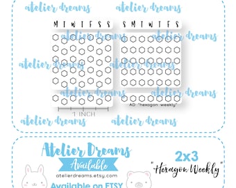 Retiring ADM-045 HEXAGON WEEKLY - Mini - Planner Stamps (Photopolymer Clear Stamps) weekly checklist, reminder stamp, to do,  hexagon stamp