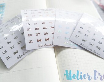 ADCS-003 Typewriter Date Dots Foil Clear Sticker - dates, weekly, planner sticker