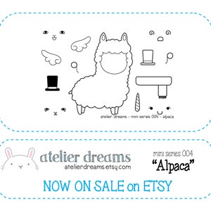 ADM-009 ALPACA - MINI - Planner Stamps (Photopolymer Clear Stamps) Erin Condren and InkWell Press, alpaca stamp