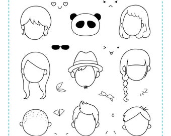 Retiring AD-008 KAWAII EXPRESSIONS - Planner Stamps (Photopolymer Clear Stamps) emoji stamps, kawaii stamps, clear stamps, daily stamps