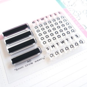 ADM-059 5mm CIRCLE WEEKLY 2"x3" mini - Planner Stamps (Photopolymer Clear Stamps) habit tracking, mental health, anxiety, to do, bujo