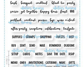 Retiring AD-048 PLAN PARTY - Planner Stamps (Photopolymer Clear Stamps) Hobonichi Stamp, Filofax Stamp