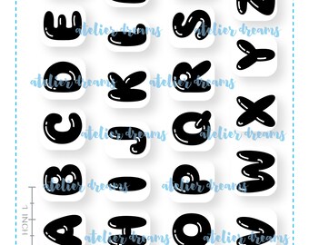Retiring AD-050 BIG BALLOON Letters - Planner Stamps (Photopolymer Clear Stamps) Hobonichi Stamp, Filofax Stamp