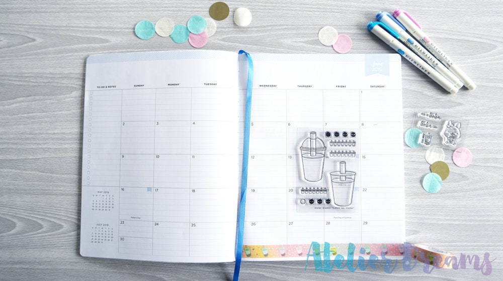 ADG-053 BUBBLE TEA Tracker - 3x4 - Planner Stamps (photopolymer Clear ...