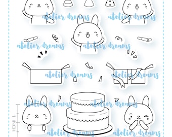 Retiring AD-046 PARTY ANIMAL - Planner Stamps (Photopolymer Clear Stamps) Hobonichi Stamp, Filofax Stamp