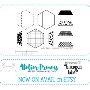 ADM-018 HEXAGON LABEL - Mini - Planner Stamps (Photopolymer Clear Stamps) hexagon stamp, grid hexagon