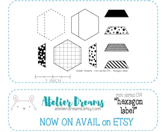 ADM-018 HEXAGON LABEL - Mini - Planner Stamps (Photopolymer Clear Stamps) hexagon stamp, grid hexagon