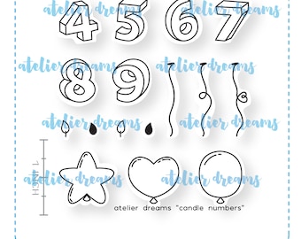 ADG-016 CANDLE NUMBERS - 3x4 - Planner Stamps (Photopolymer Clear Stamps)