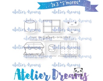 ADM-048 S'MORES - Mini - Planner Stamps (Photopolymer Clear Stamps) holiday, winter, christmas, chocolate, marshmallow, smores