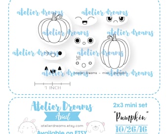 ADM-042 PUMPKIN - Mini - Planner Stamps (Photopolymer Clear Stamps) autumn stamp, halloween, pumpkin, fall weather