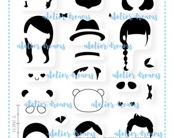 Retiring AD-032 LAYERING: KAWAII Expressions -4x6- Planner Stamps (Photopolymer Clear Stamps) Emoji stamp, expression stamp, layering stamp