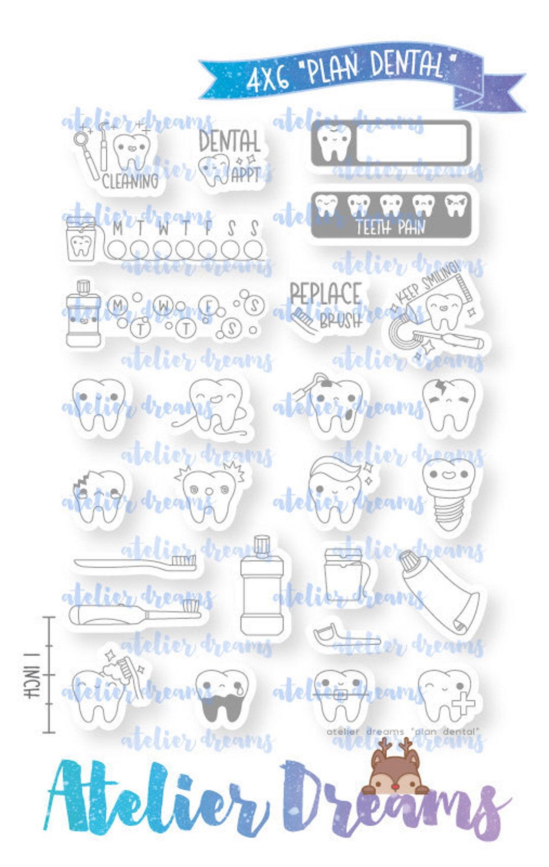 AD104 PLAN DENTAL Planner Stamps photopolymer Clear Stamps Fairy